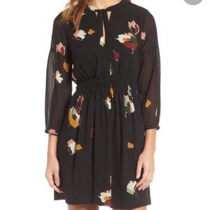 Madewell painted Floral tie neck dress sz 0